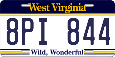 WV license plate 8PI844