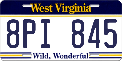 WV license plate 8PI845