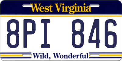 WV license plate 8PI846