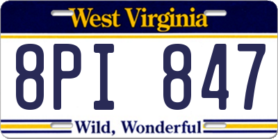 WV license plate 8PI847
