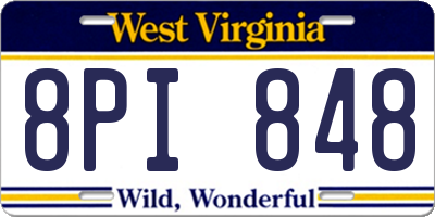 WV license plate 8PI848