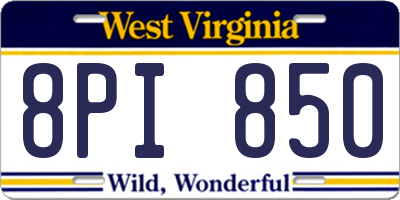 WV license plate 8PI850