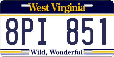 WV license plate 8PI851