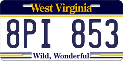 WV license plate 8PI853