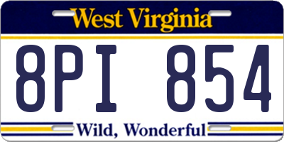 WV license plate 8PI854