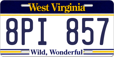 WV license plate 8PI857
