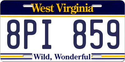 WV license plate 8PI859