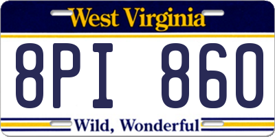 WV license plate 8PI860