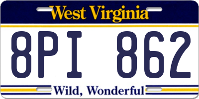 WV license plate 8PI862