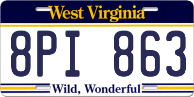 WV license plate 8PI863