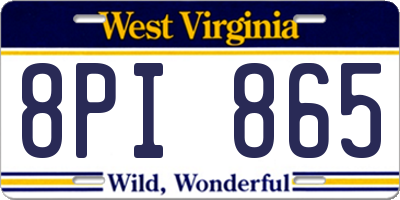 WV license plate 8PI865