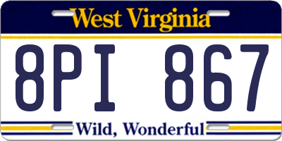 WV license plate 8PI867