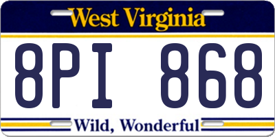 WV license plate 8PI868