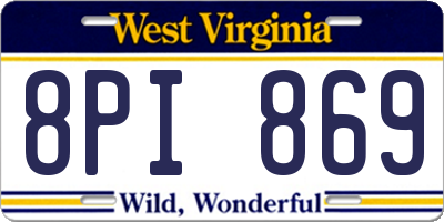 WV license plate 8PI869