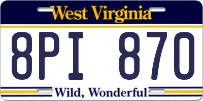 WV license plate 8PI870