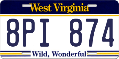 WV license plate 8PI874