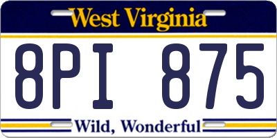 WV license plate 8PI875