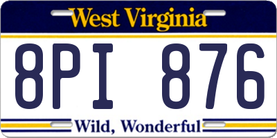 WV license plate 8PI876