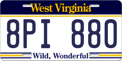 WV license plate 8PI880