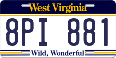 WV license plate 8PI881