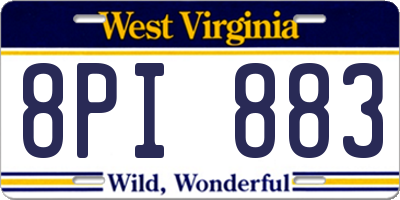 WV license plate 8PI883