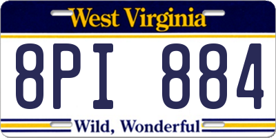 WV license plate 8PI884