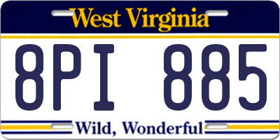 WV license plate 8PI885
