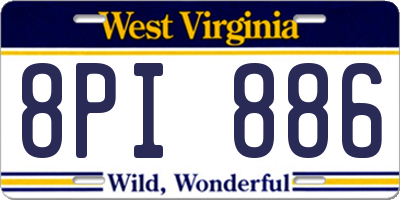 WV license plate 8PI886