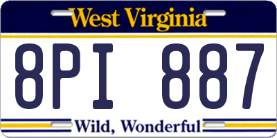 WV license plate 8PI887