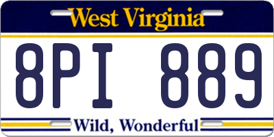WV license plate 8PI889