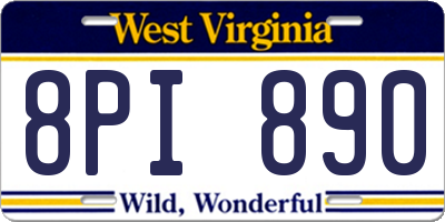 WV license plate 8PI890