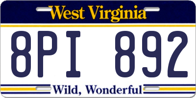 WV license plate 8PI892