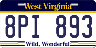 WV license plate 8PI893