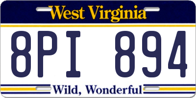 WV license plate 8PI894