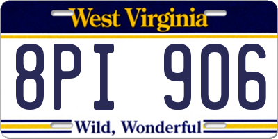 WV license plate 8PI906