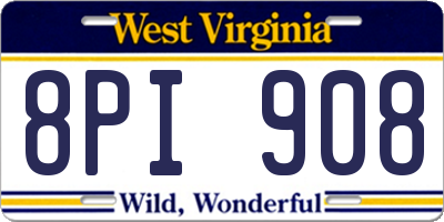WV license plate 8PI908