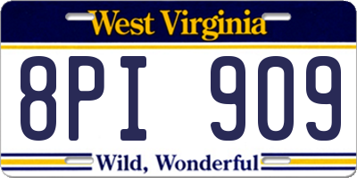 WV license plate 8PI909