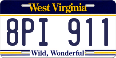 WV license plate 8PI911