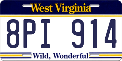 WV license plate 8PI914