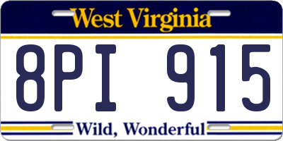 WV license plate 8PI915
