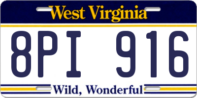 WV license plate 8PI916