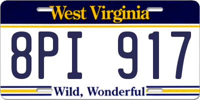 WV license plate 8PI917