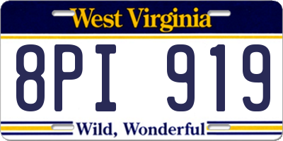 WV license plate 8PI919