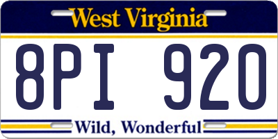WV license plate 8PI920