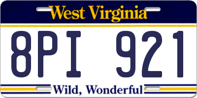 WV license plate 8PI921