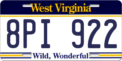 WV license plate 8PI922