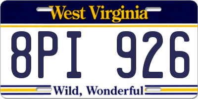 WV license plate 8PI926