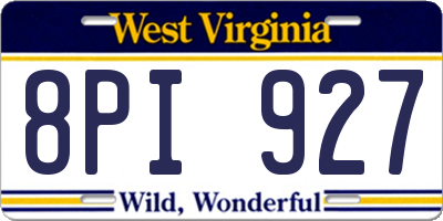 WV license plate 8PI927