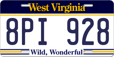 WV license plate 8PI928