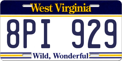 WV license plate 8PI929